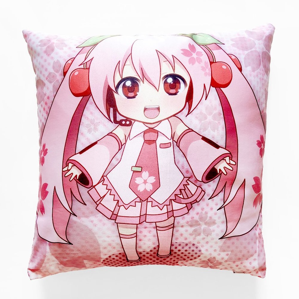 Sakura Hatsune Miku Vocaloid Anime Square Pink Pillow Cushion (14")